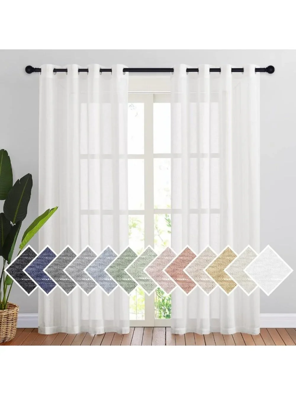 Elegant White Sheer Linen Curtains, 84